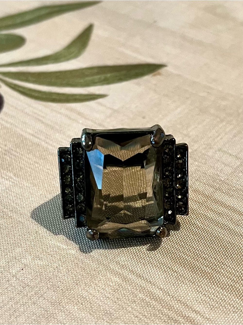 Smoky Crystal Statement Cocktail Ring - Women Jewelry